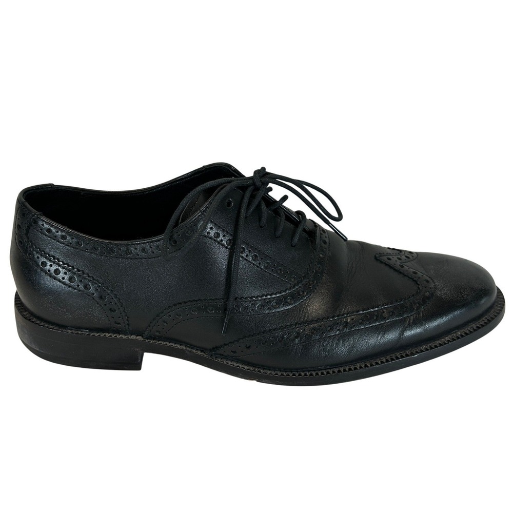 Cole Haan Mens Black Leather Wingtip Brogue Oxford Dress Shoes C11435 Size 9‎ M